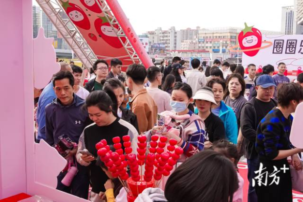  冰糖圣女果展位前人頭攢動。