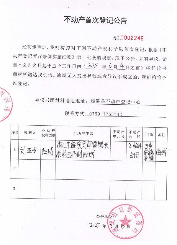不動(dòng)產(chǎn)首次登記公告（劉亞安）1.jpg