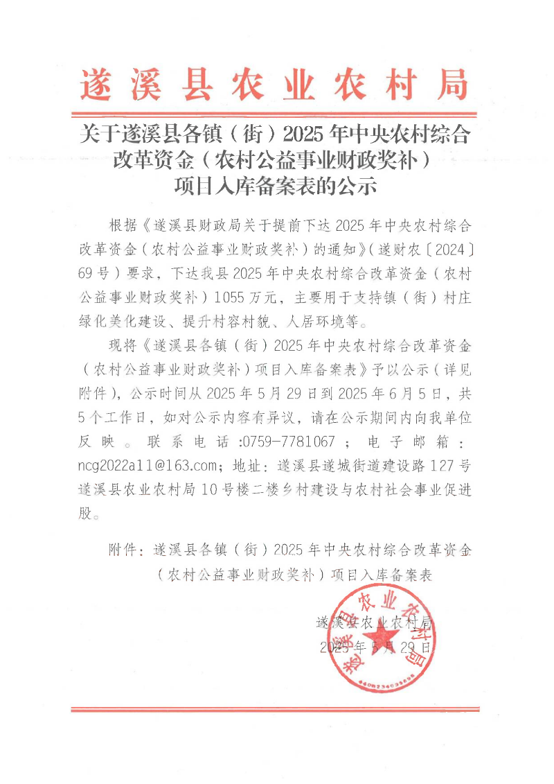 關(guān)于遂溪縣各鎮(zhèn)（街）2025年中央農(nóng)村綜合改革資金（農(nóng)村公益事業(yè)財政獎補）項目入庫備案表的公示_00.png