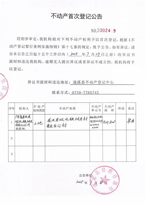 不動(dòng)產(chǎn)首次登記公告（廣東省遂溪縣嶺北鎮(zhèn)城里村后江經(jīng)濟(jì)合作社）.jpg