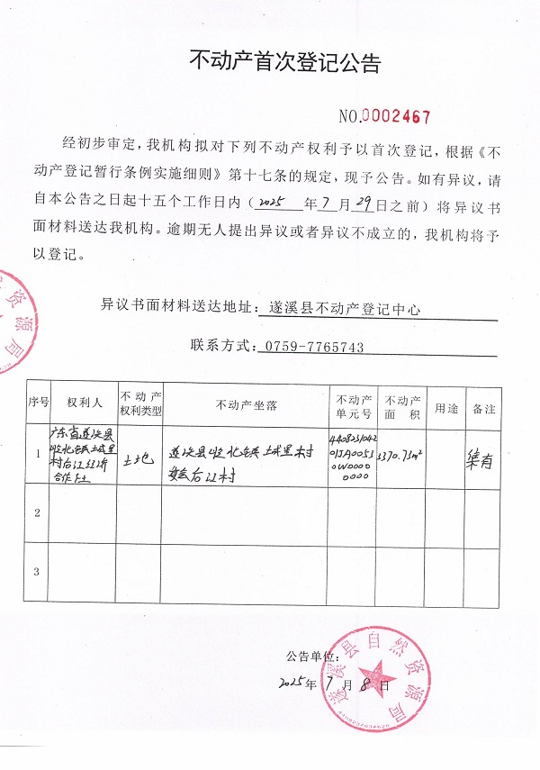 不動產(chǎn)首次登記公告（廣東省遂溪縣嶺北鎮(zhèn)城里村后江經(jīng)濟合作社-2）.jpg