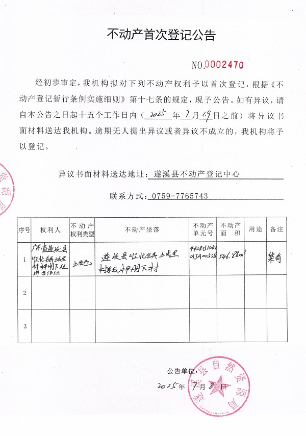 不動產(chǎn)首次登記公告（廣東省遂溪縣嶺北鎮(zhèn)城里村押冊下經(jīng)濟(jì)合作社-2）.jpg